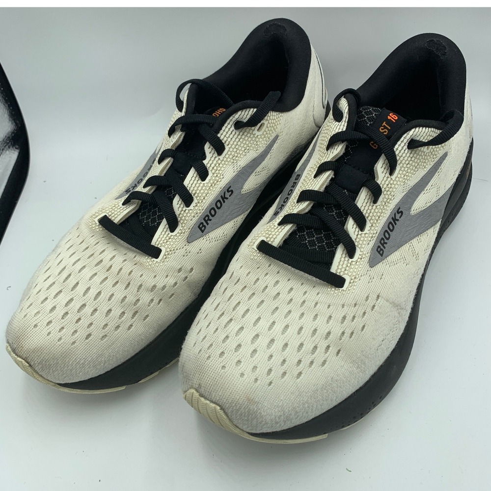 Brooks Ghost 16 Running Shoes Mens 8.5 D Cream Black Orange 1104181D157